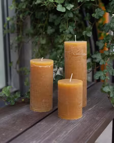 Rustika Blockljus Amber - flera storlekar