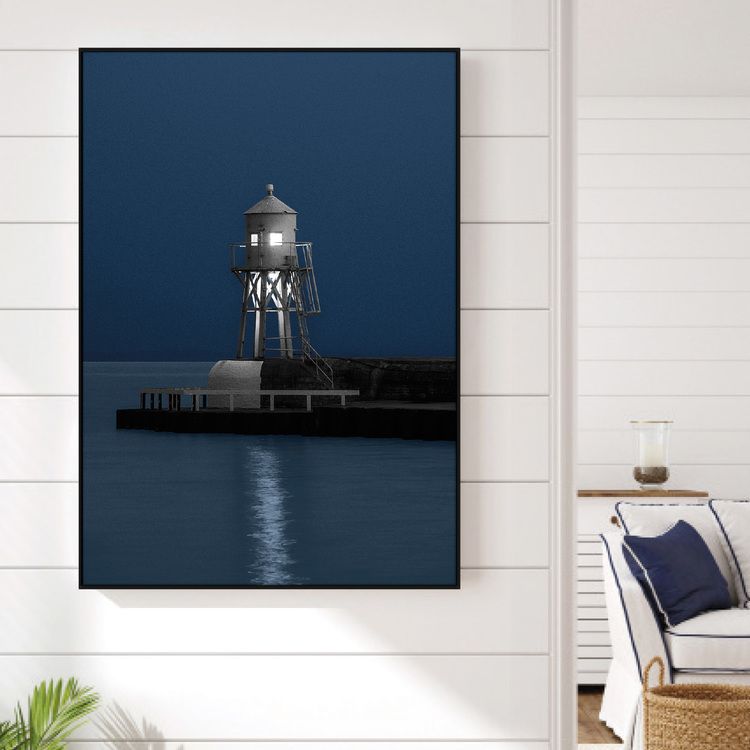 Lighthouse by night poster