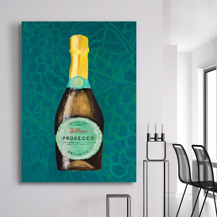 Sparkling Wine Art in Green