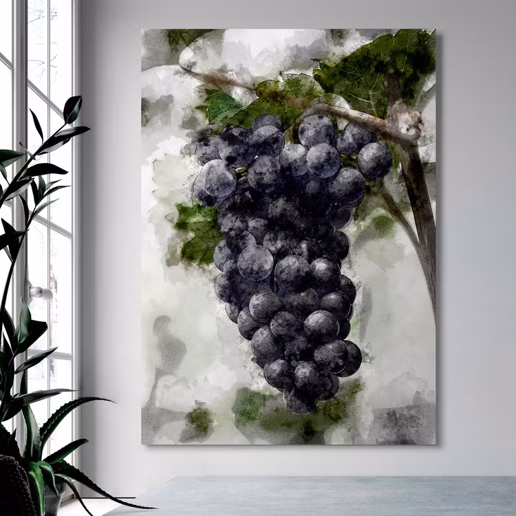 Canvastavla med vindruvor. Fotokonst skapad av Insplendor Art Studio i Sverige.