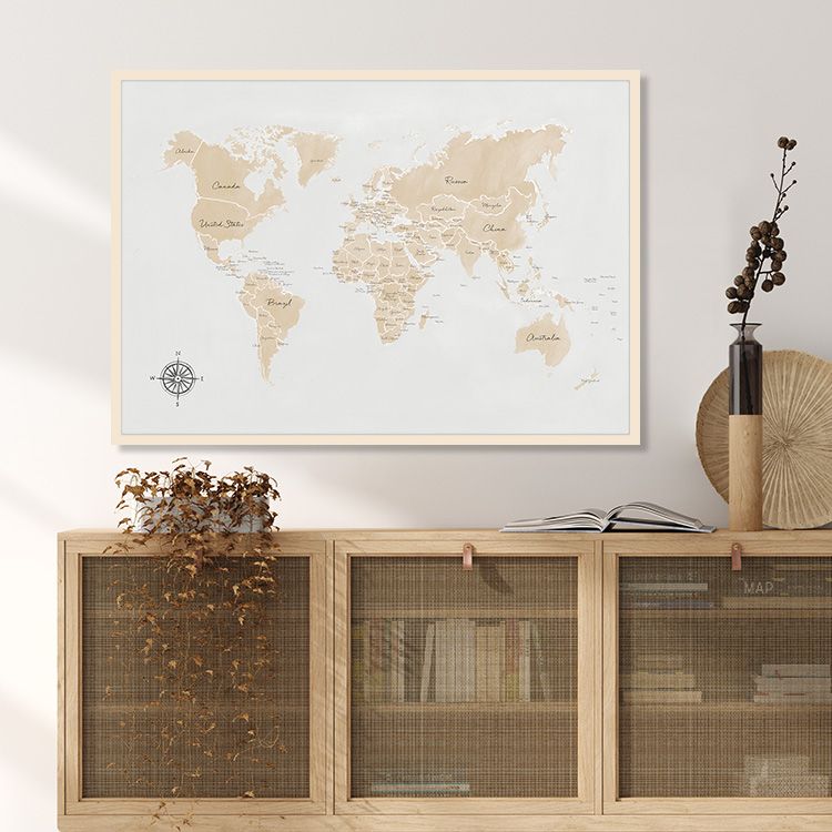 World map beige poster