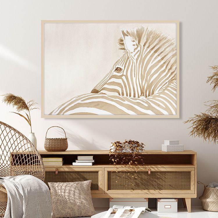 Zebra in Beige Poster