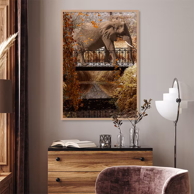 Elephant park autumn Art Print