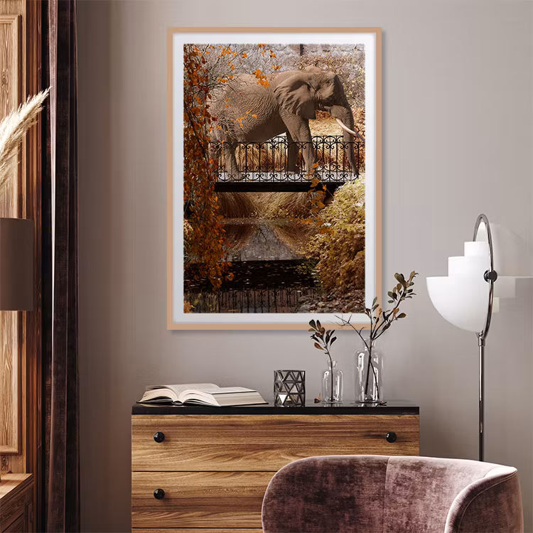 Elephant park autumn Art Print