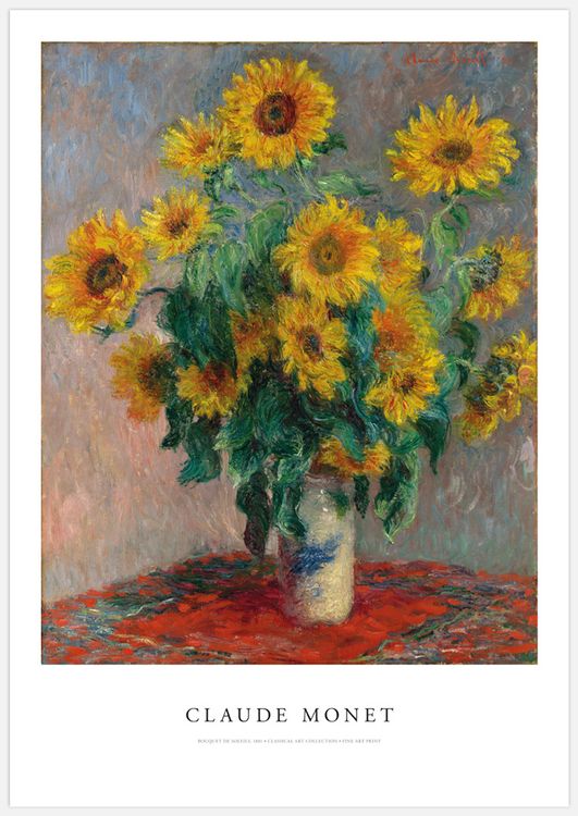 Bouquet of Sunflowers med text Art Print