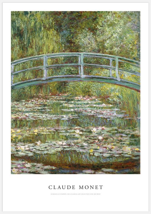 Le Bassin Aux Nymphés med text Art Print