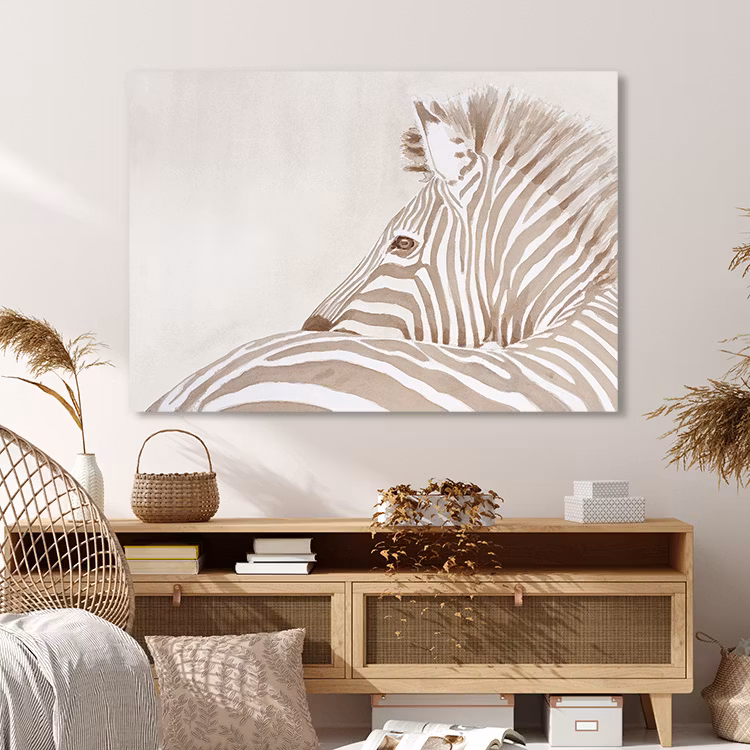 Canvastavla med Beige Zebra.