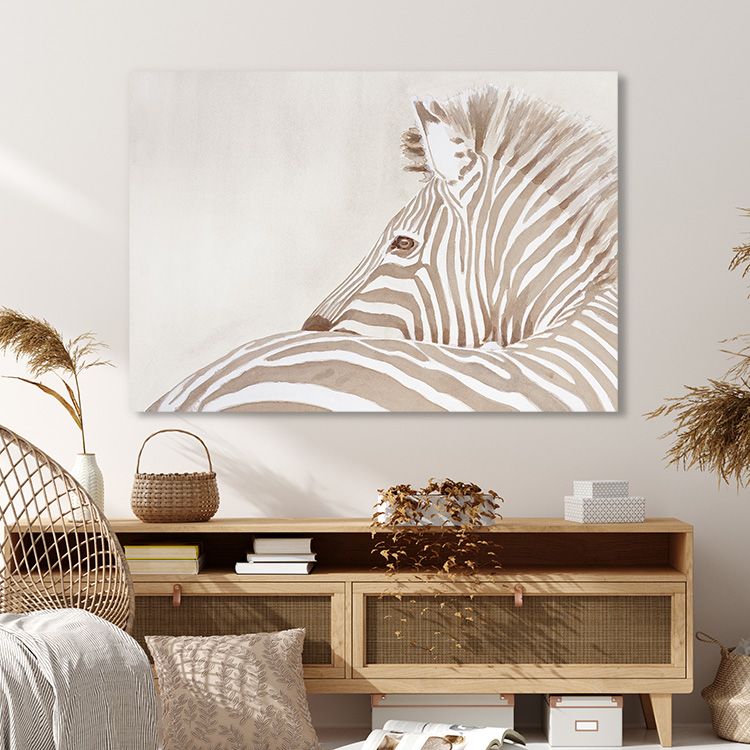 Zebra in beige Canvas