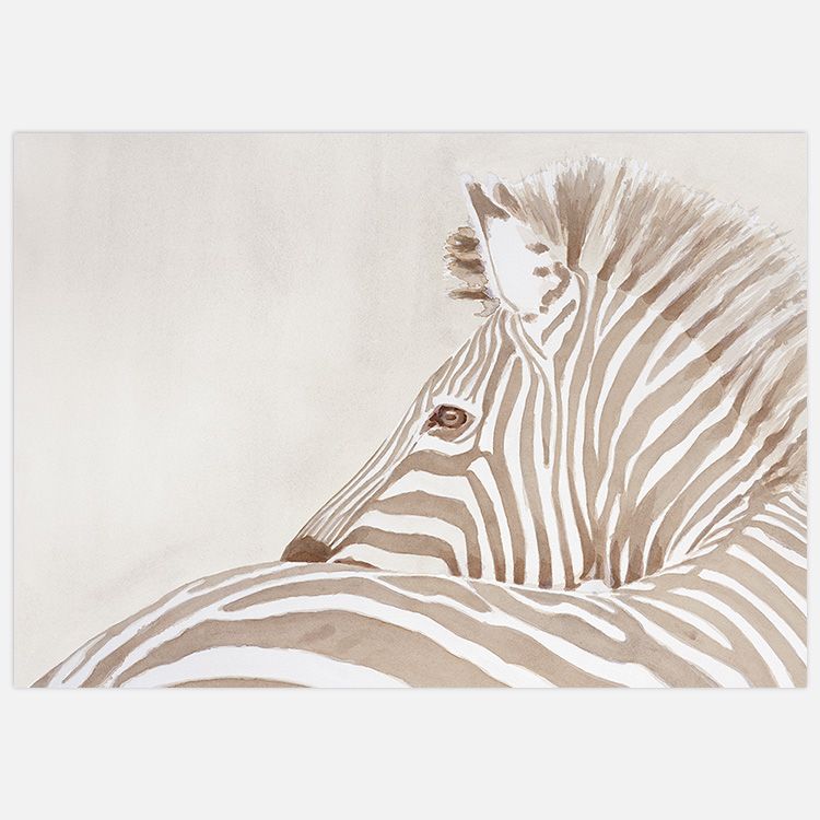 Tavla med målad beige Zebra.