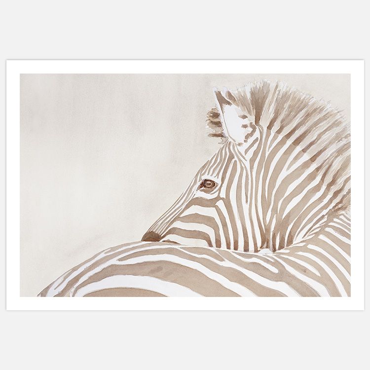 Zebra in Beige Art Print