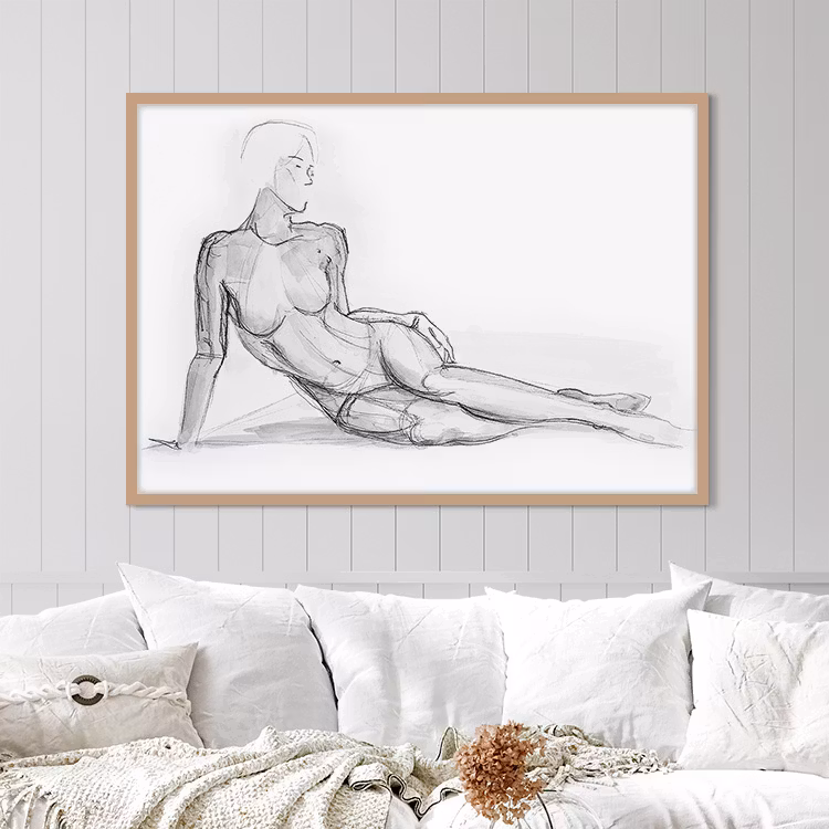 Female Live Model Drawing Art Print