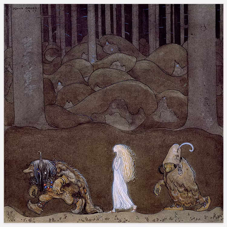 Princess and the Troll, John Bauer Art Print