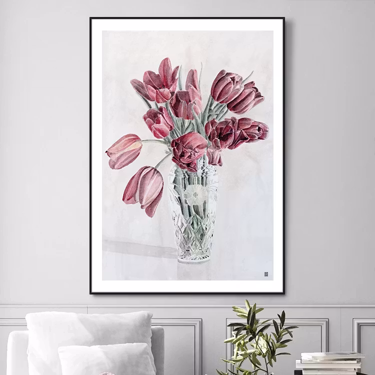 Tulips in vase poster