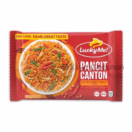Lucky Me! | Pancit Canton Extra Hot Chili Flavor Instant Stir-Fried Noodles 80g