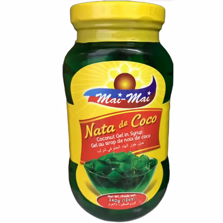 Mai-Mai Nata de Coco, Coconut Gel in Syrup (Green) 340g