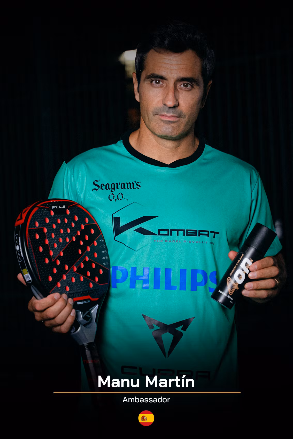 Padel coach Manu Martín, an ambassador for 4on TotalGrip Spray.