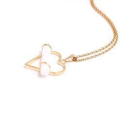 Selenit halsband hjärta, guld