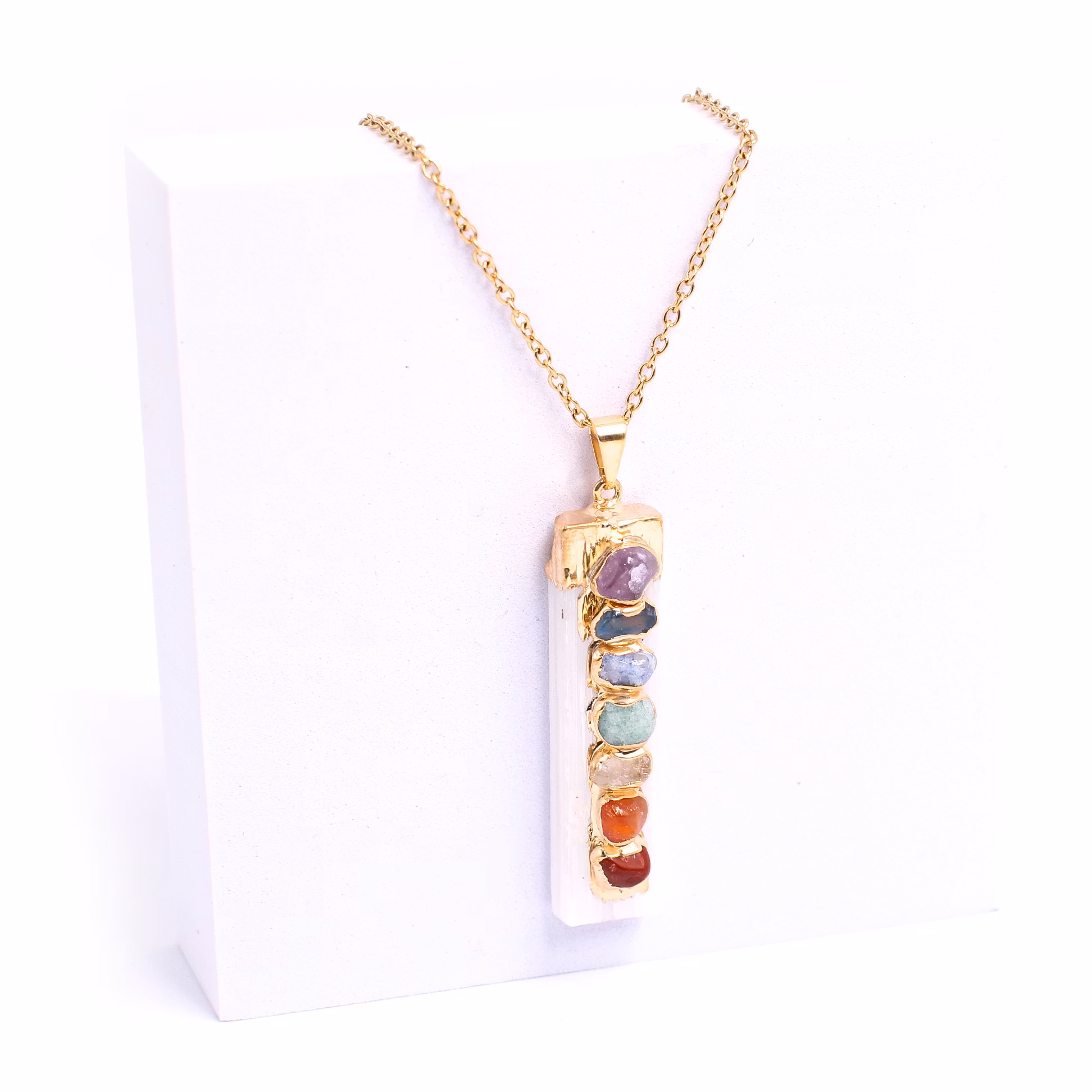 Chakra halsband Selenit, guld