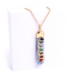 Chakrahalsband blå Kyanit, guld