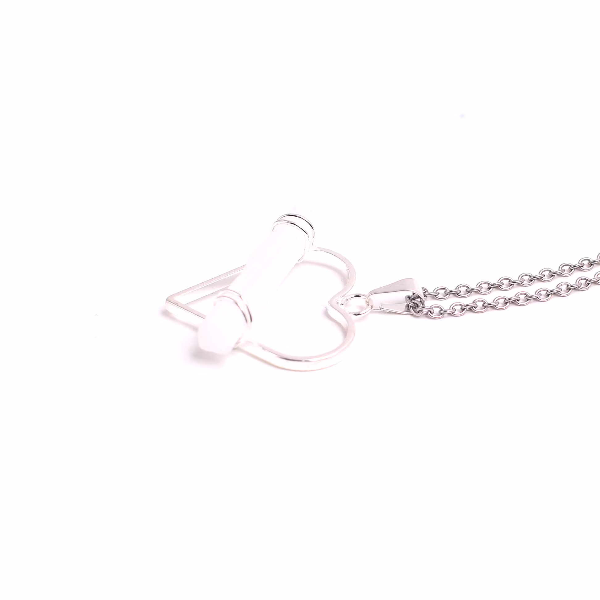 Selenit halsband hjärta, silver
