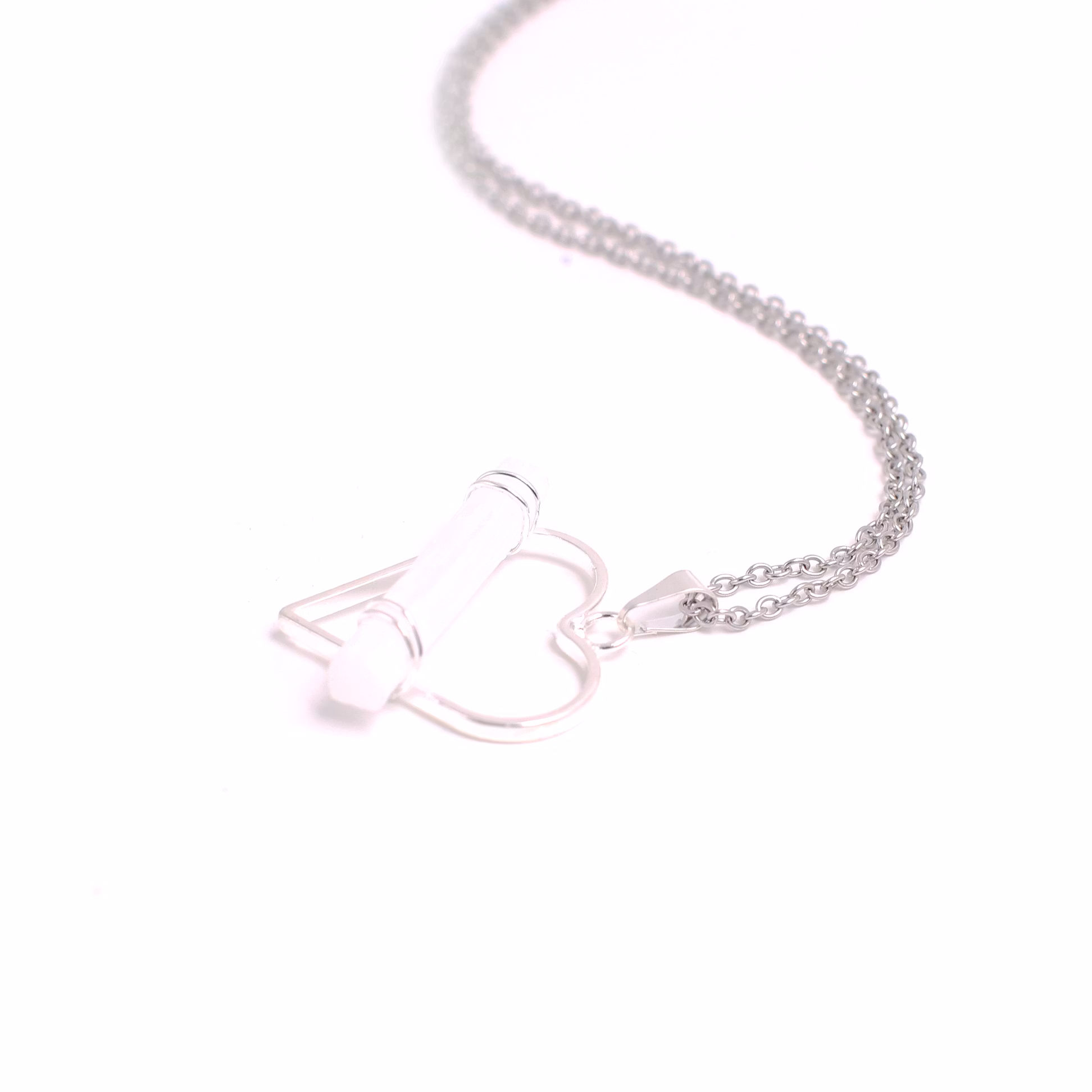 Selenit halsband hjärta, silver