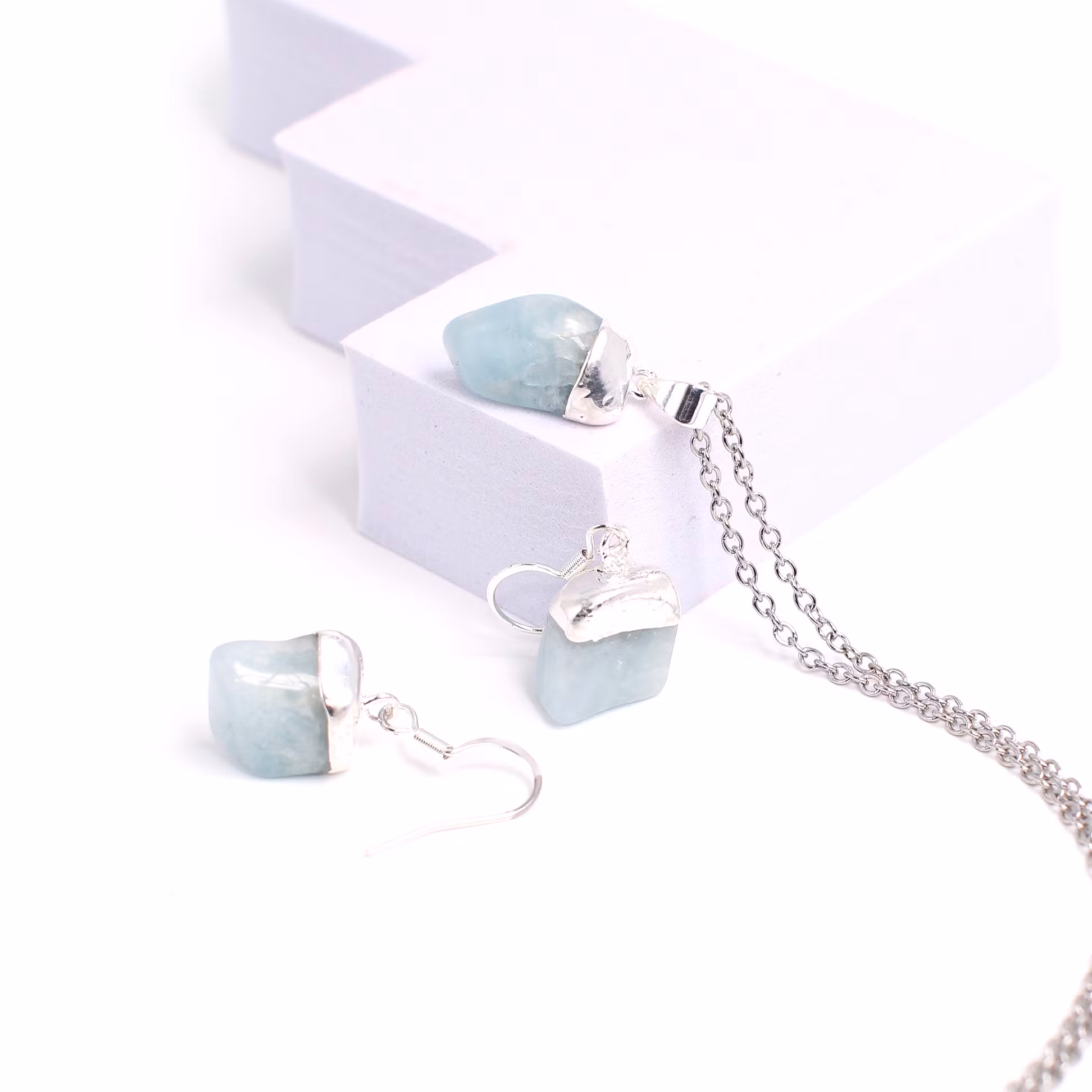 Set i Akvamarin, silver