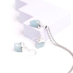 Set i Akvamarin, silver