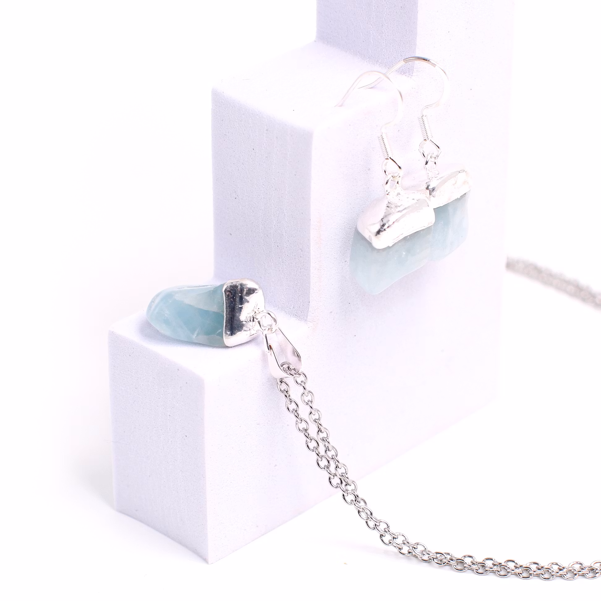 Set i Akvamarin, silver