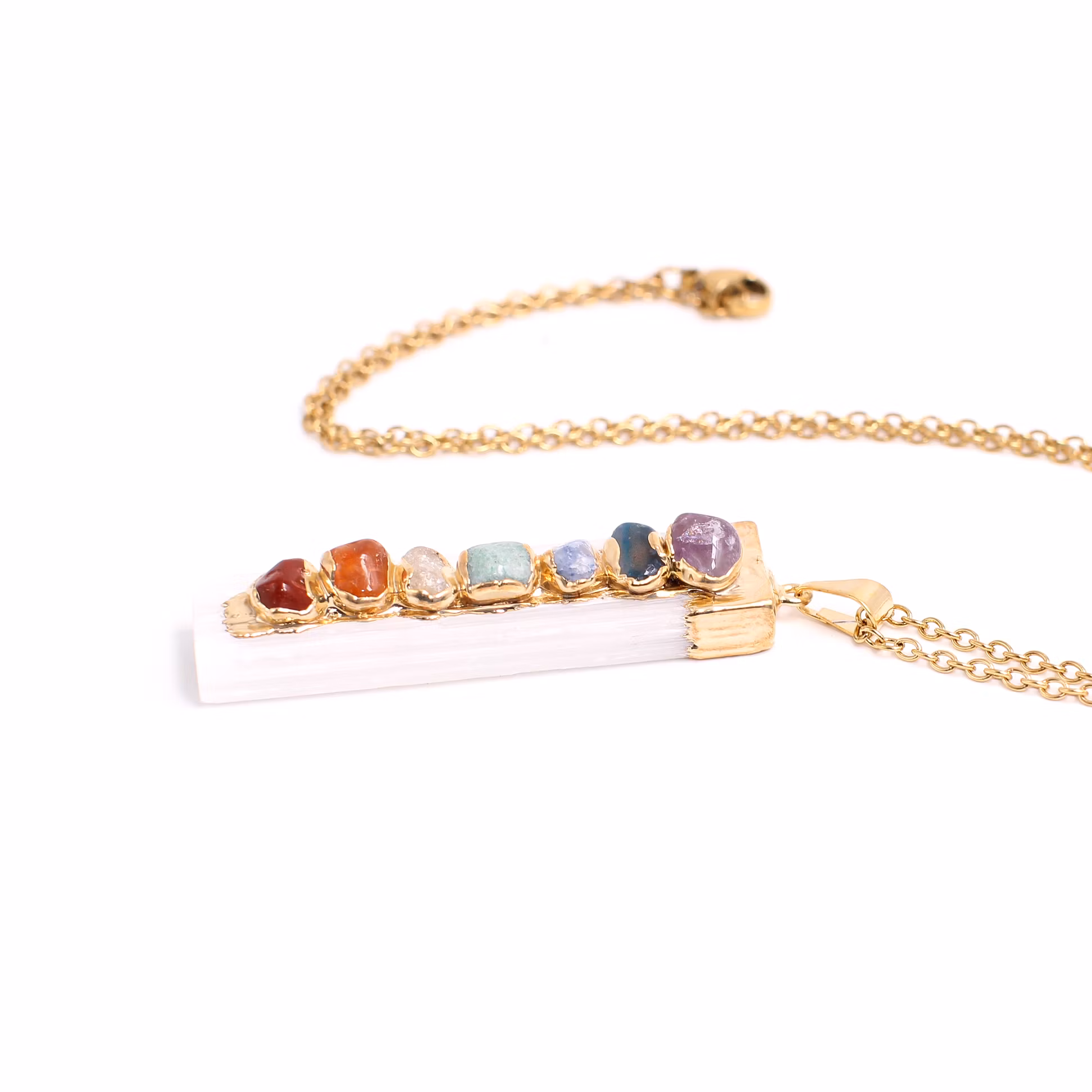 Chakra halsband Selenit, guld