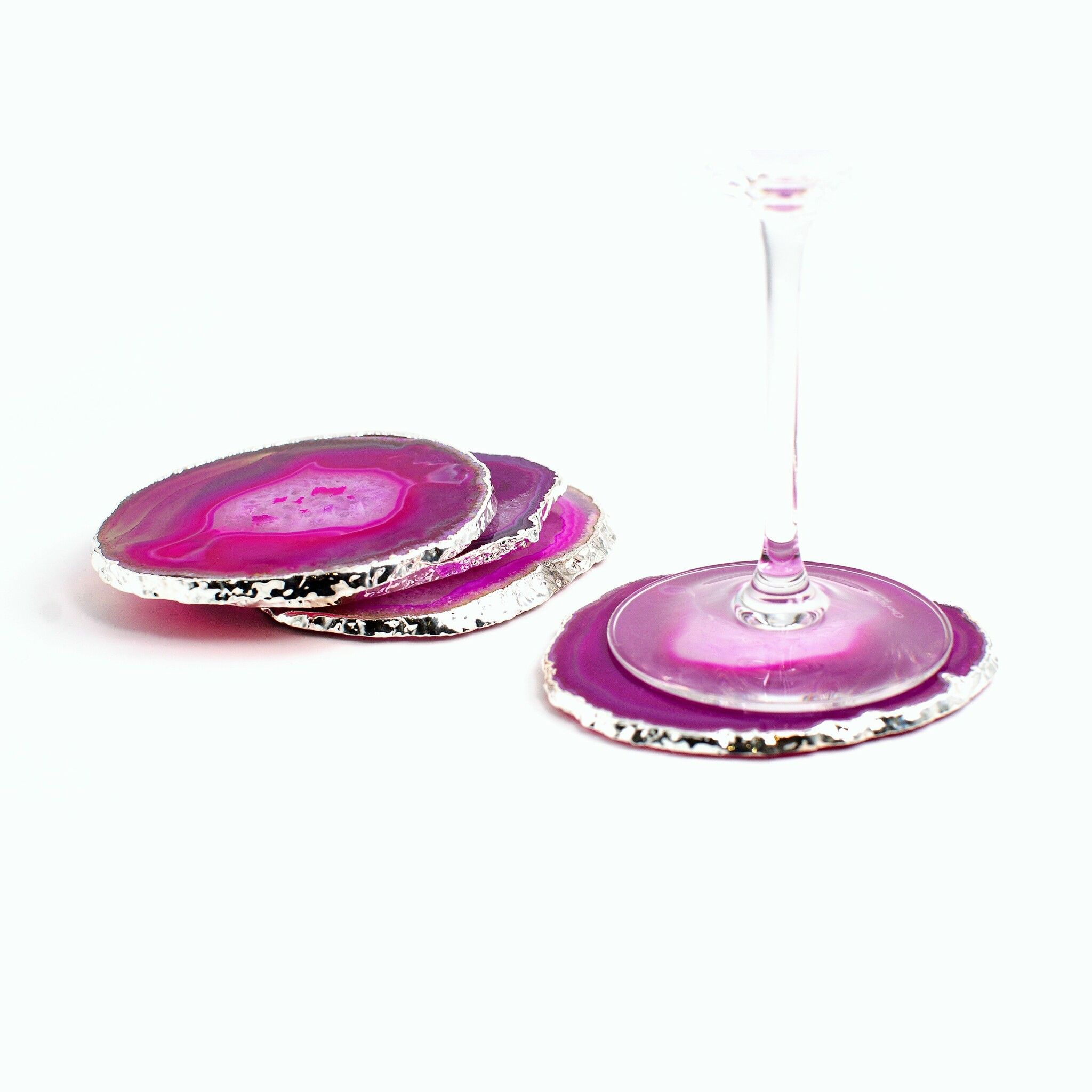 Fyra glasunderlägg i rosa Agat
