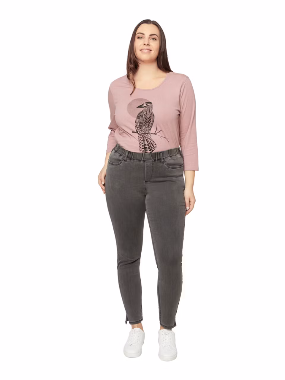 7/8 Stretchbyxa med resår (GRÅ DENIM) OPENH