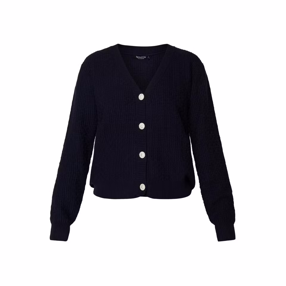 Stickad kofta (MÖRKBLÅ)