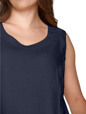 Ärmlös klänning lin/viskos (MARINBLÅ) (L, 2XL KVAR)