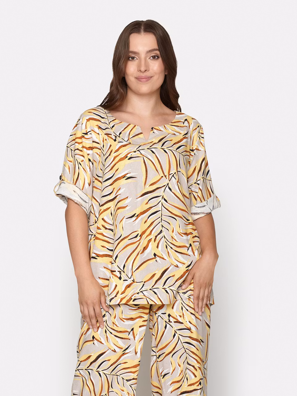 Topp lin/viskos (ROSA/BEIGE)