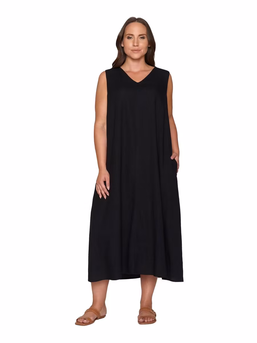 Rymlig klänning lin/viskos