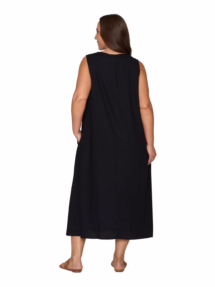 Rymlig klänning lin/viskos