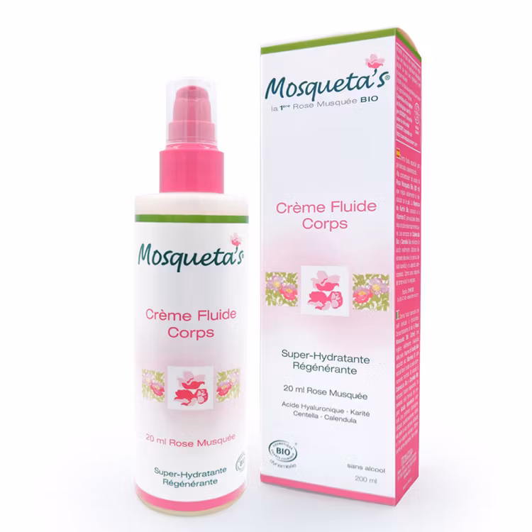 Flytande kroppskräm med ekologisk rosenolja