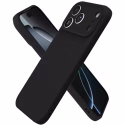 iPhone 18 Pro Max Matt Svart Silikon Skal med Extra Kameraskydd