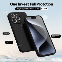 iPhone 15 Pro Matt Svart Skal - Extra Kamera Skydd