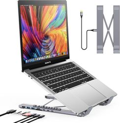 USB-C Dockningsstation och Laptop-Stativ – 7-i-1 Universal Hub