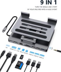 USB-C Hub & Hopfällbar Dockningsstation – 8-i-1 för iPad, MacBook & Laptop
