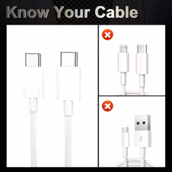 USB-C Kabel 2m – USB C till USB C Kabel Nylon Flätad för iPhone 17/16/15, iPad, MacBook, Samsung m.fl.