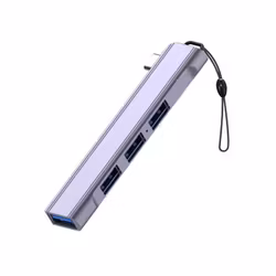 USB-C Hub 4 Portar – Sidoböjd Design i Aluminium