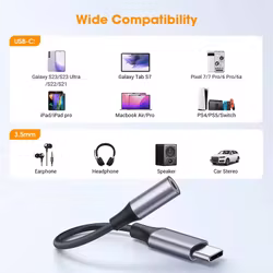 USB-C till 3,5mm Adapter med DAC – Svart