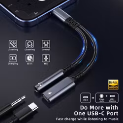 USB-C Adapter 2-i-1 – Laddning & 3,5mm Hörlursuttag