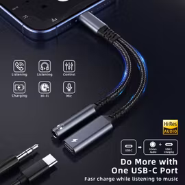 USB-C Adapter 2-i-1 – Laddning & 3,5mm Hörlursuttag