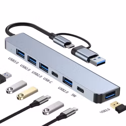 USB-C & USB-A Hubb 7-i-1 – 7 Portar USB 3.0