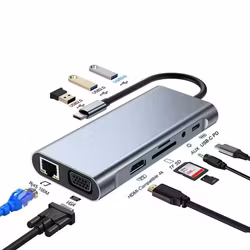USB-C Hub Multiport Adapter – HDMI 4K, VGA, RJ45, USB 3.0, SD/TF & PD