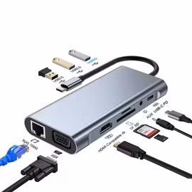USB-C Hub Multiport Adapter – HDMI 4K, VGA, RJ45, USB 3.0, SD/TF & PD