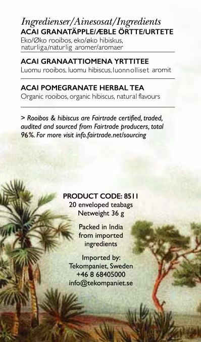 Acai granatäpple, Rooibos, Life by Follis Eko Fairtrade, 6 x20 påsar
